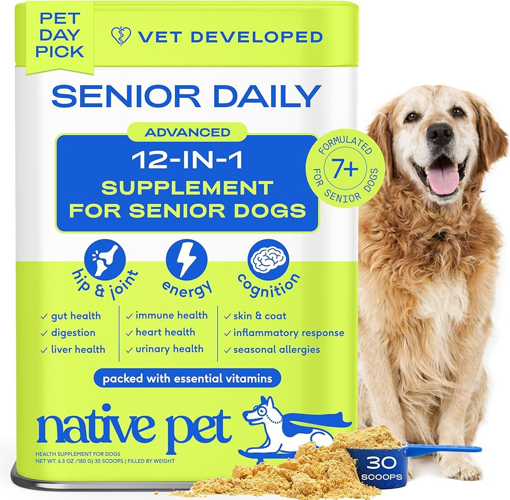 Amazon.com : Native Pet Senior Daily Dog Vitamins & Supplements \u2013 12-in-1 Dog Multivitamin P... | Amazon (US)