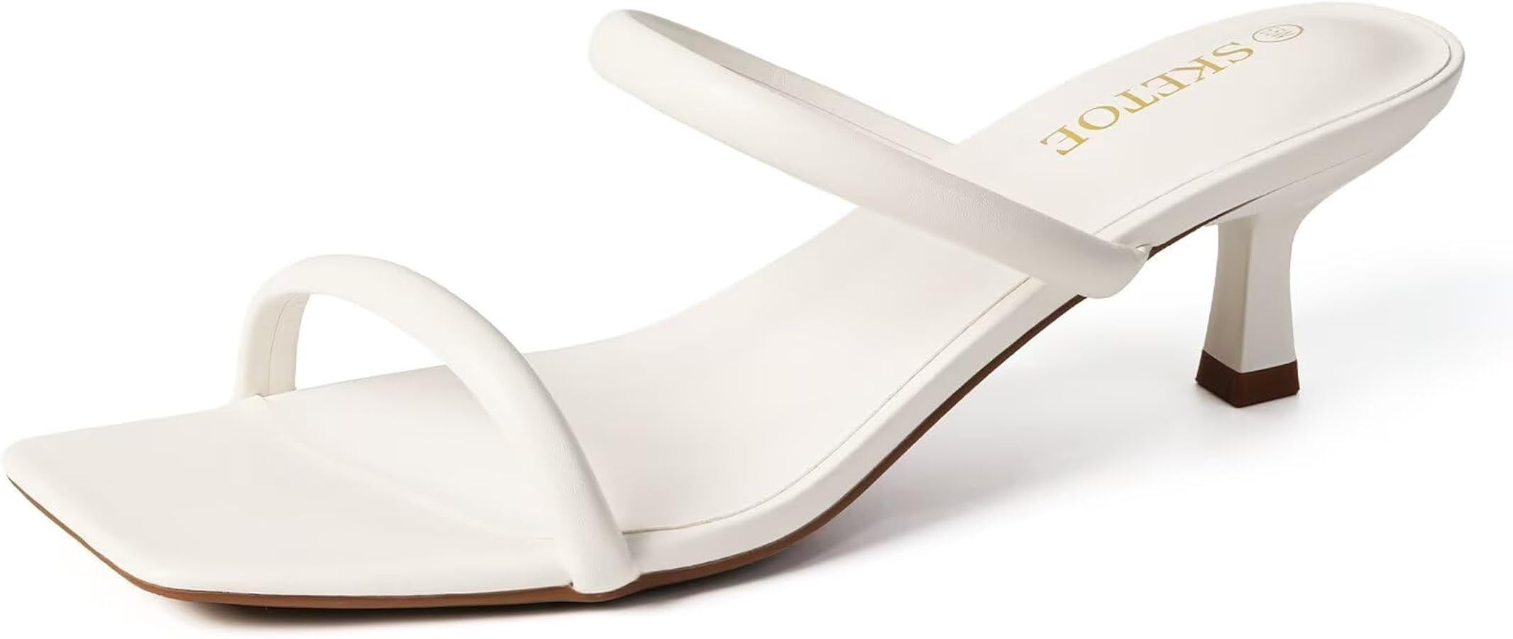 Kitten Heels for Women Comfortable Two-Strap Open Toe Sandals with Padded Footbed Square Toe Heel... | Amazon (US)