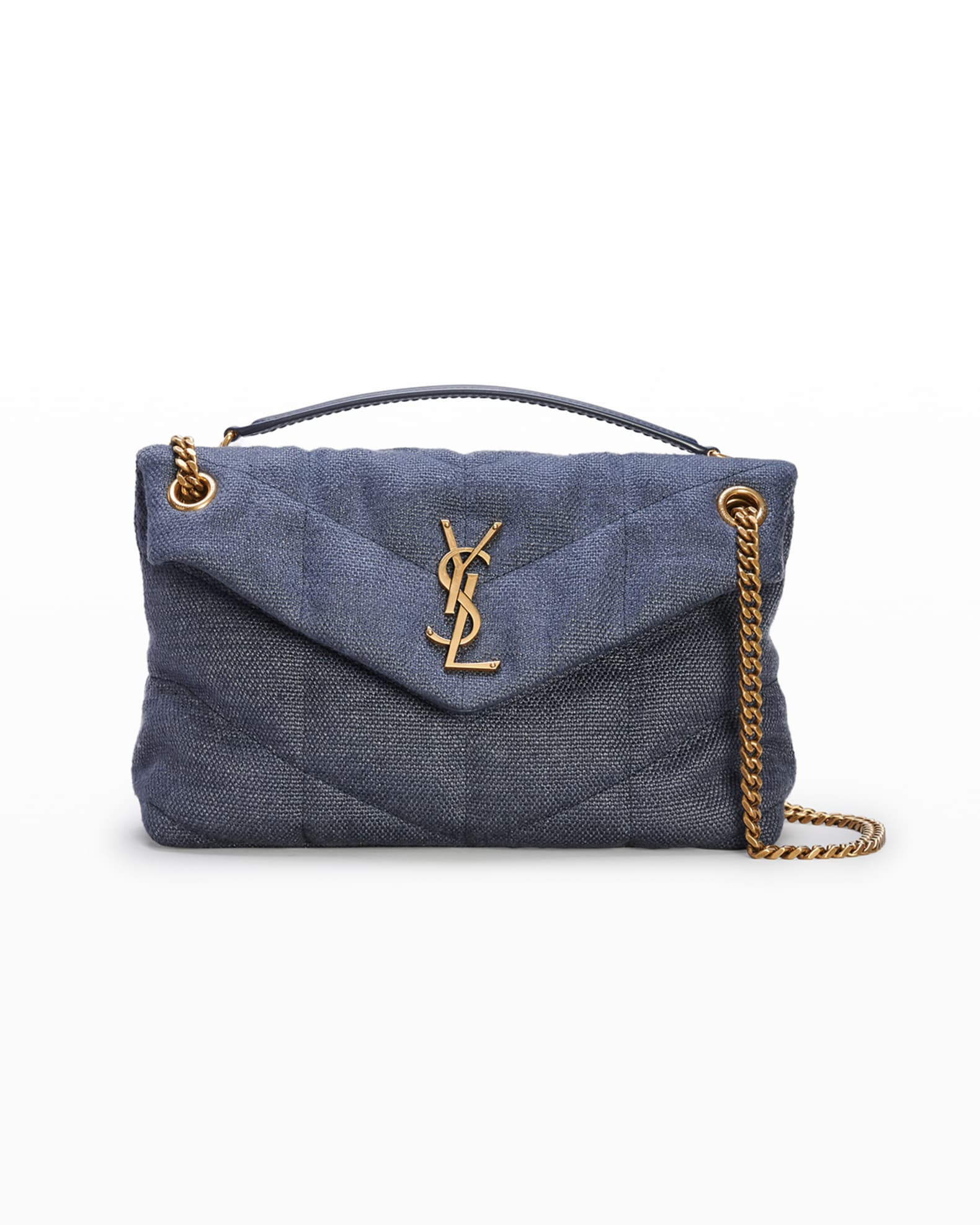 Puffer Small YSL Quilt Canvas Shoulder Bag | Neiman Marcus