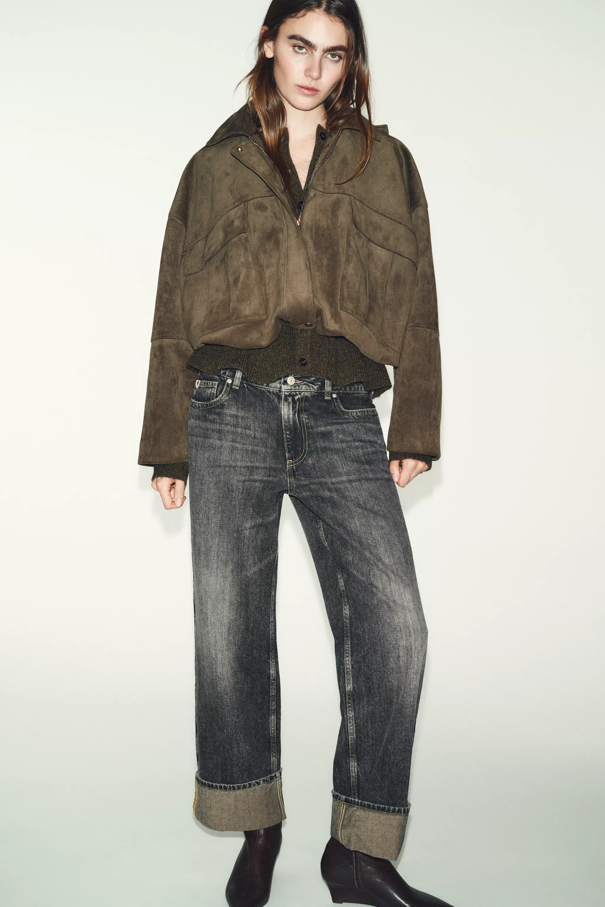 OVERSIZED FAUX SUEDE HOODED BOMBER JACKET | Zara Canada