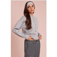 Soft Grey Compact Knit Cardigan | PrettyLittleThing US