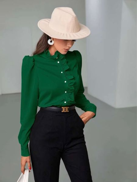 Ruffle trim puff blouse ✨
#sheinblouse #sheinclothing #greenblouse #ltkstyle #ltksheinstyle #ltkstyleinspo #styleinspo #fashionblogger

#LTKworkwear #LTKunder50 #LTKstyletip