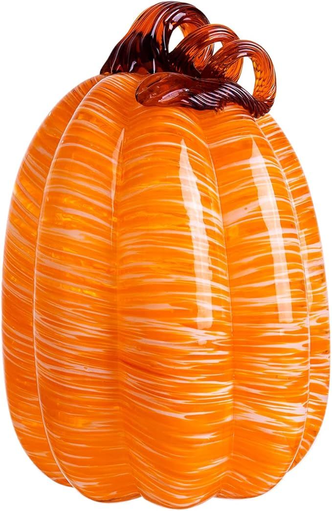 Diamond Star Hand-Blown Glass Pumpkin (Orange, H 9.5" X D 6") | Amazon (US)