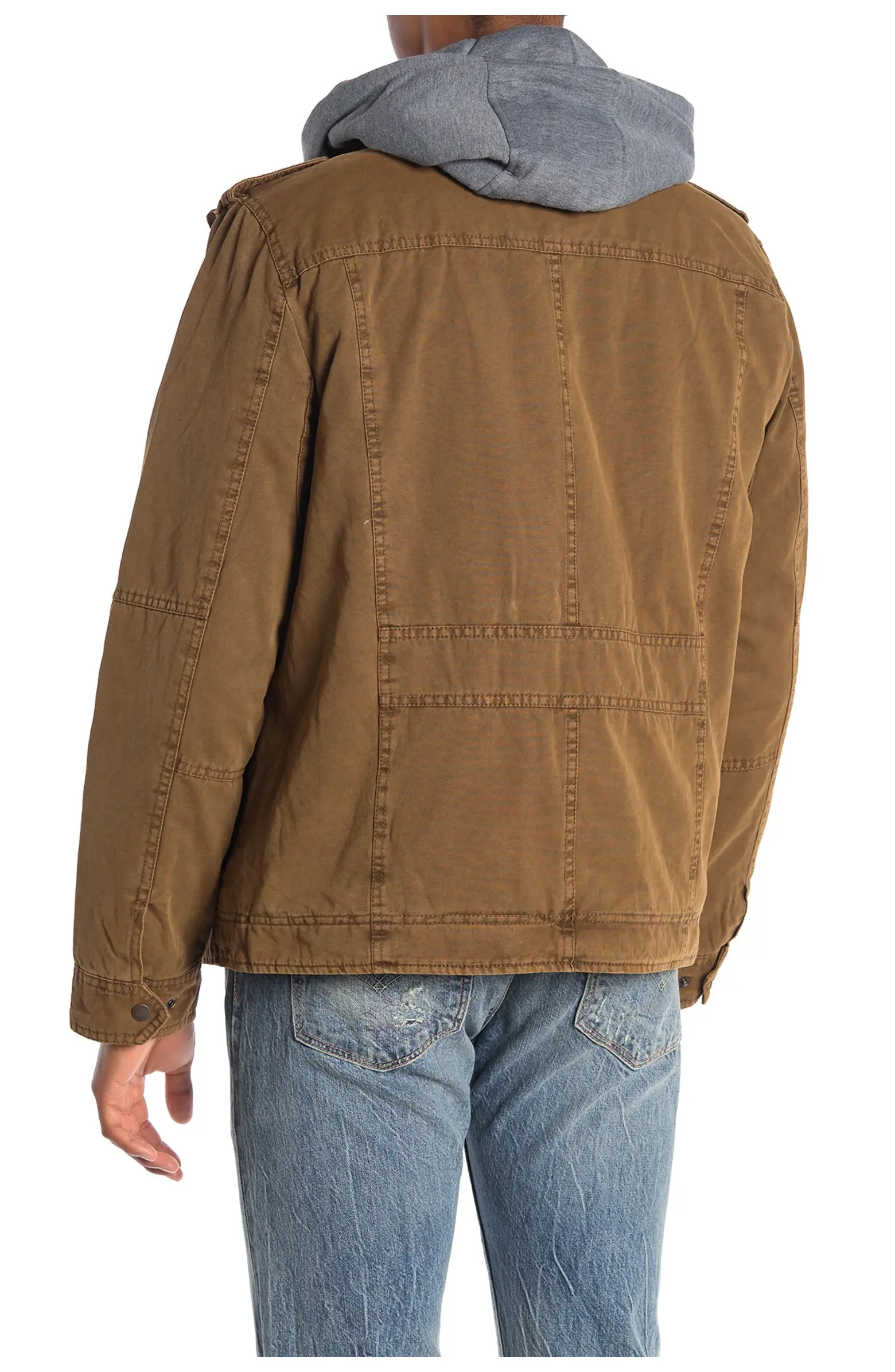 Washed Cotton Faux Shearling Lined Hooded Military Jacket | Nordstrom Rack