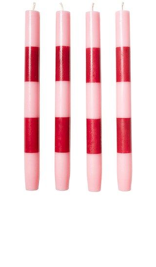 Four Striped Candles in Pink & Maroon | Revolve Clothing (Global)