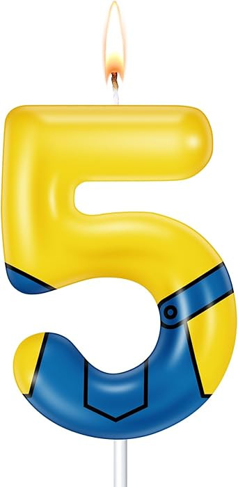Yuntau Yellow Jeans Cartoon Themed Birthday Candles Yellow Number Patrol Candle Cake Cupcake Topp... | Amazon (US)
