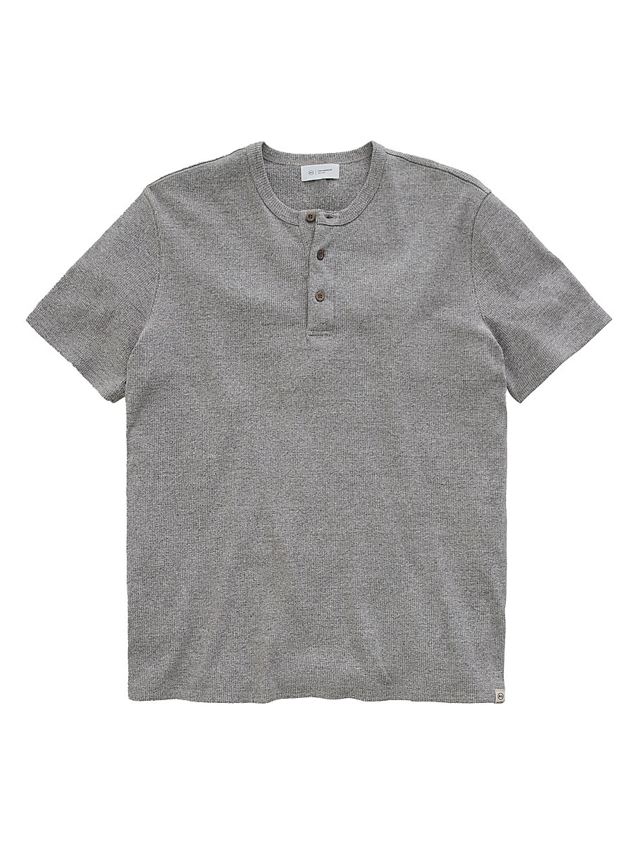 Men's Bryce Cotton-Blend Short-Sleeve Henley - Heather Grey - Size Small | Saks Fifth Avenue