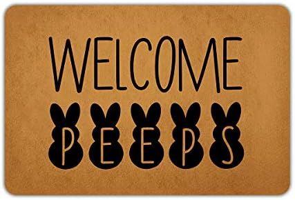Easter Doormat Welcome Mat, Welcome Peeps Front Door Mat Spring Floor Mat Indoor Outdoor Entrance... | Amazon (US)