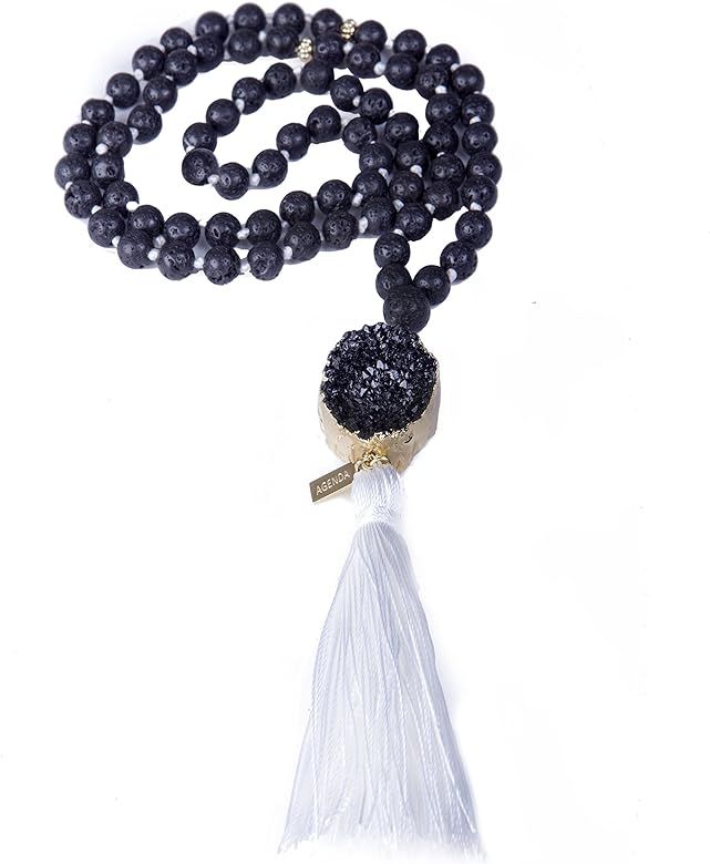 Amethyst Pendant Mala Necklace Lava Beads 19.8” Essential Oil Diffuser | Amazon (US)