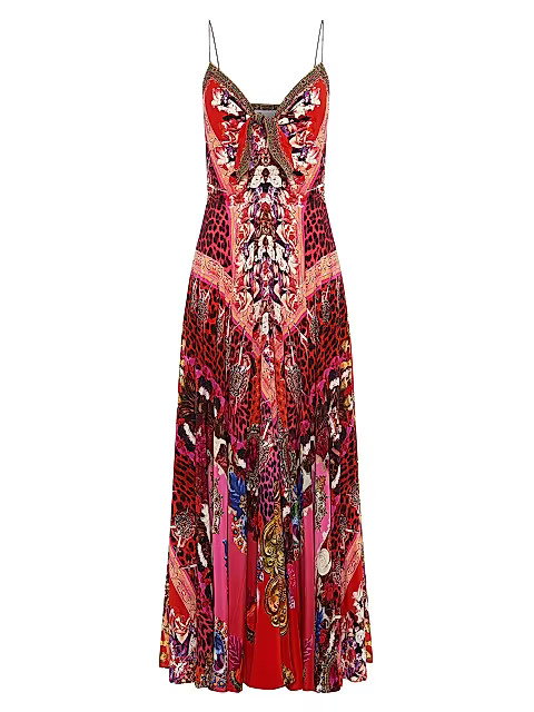 Printed Silk Tie-Front Maxi Dress | Saks Fifth Avenue