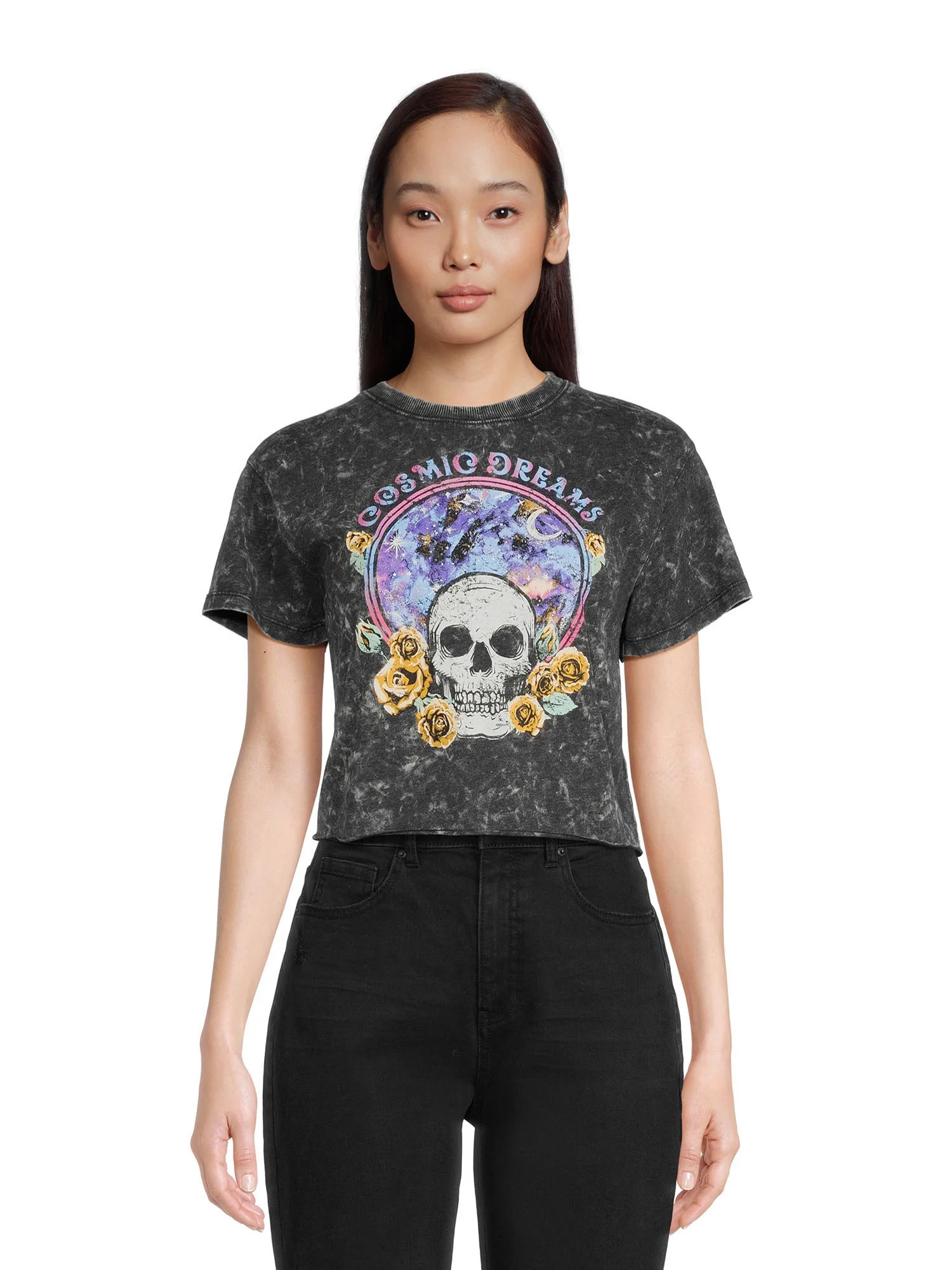 No Boundaries Juniors Cropped Graphic Tee with Short Sleeves, Sizes XS-3XL | Walmart (US)