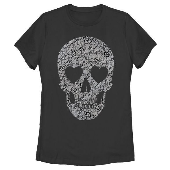 Women's Lost Gods Lace Print Heart Skull T-Shirt | Target