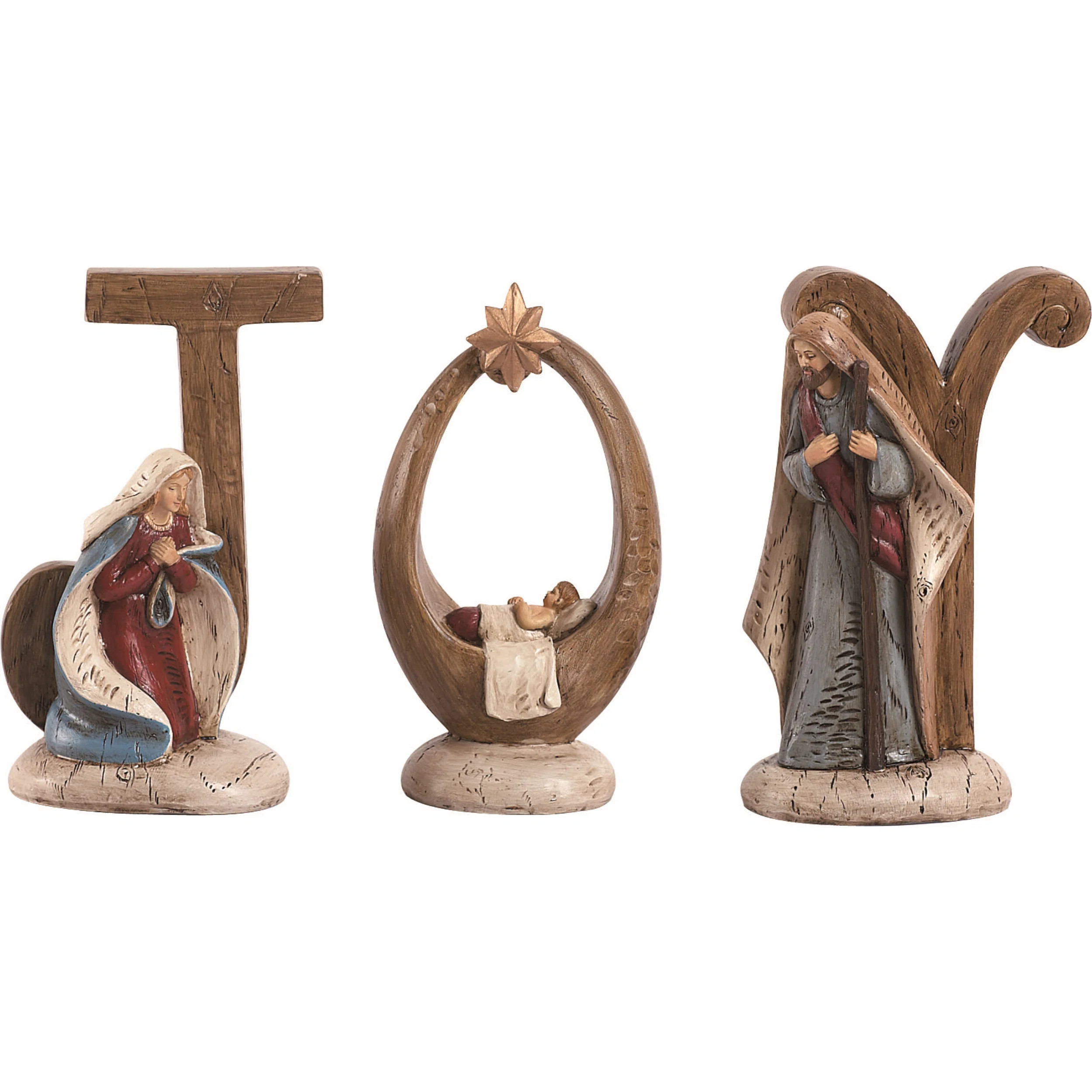 Resin 6.25 in. Multicolor Christmas Joy Nativity Set of 3 | Wayfair North America