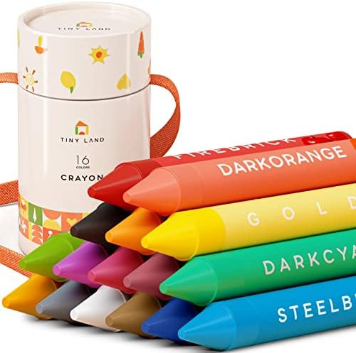 Tiny Land Toddler Crayons, 16 Colors Non Toxic Washable Jumbo Crayons Markers for Boys & Girls, Easy | Amazon (US)