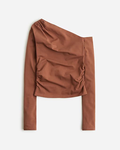 Asymmetrical off-the-shoulder top in stretch cotton blend | J. Crew US