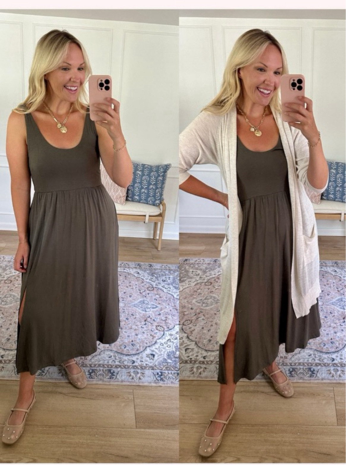 Lightweight fall dress perfect for the summer to fall transition! Pairs great with a denim jacket or sweater. I’m wearing a medium - fall outfit - sweater - teacher outfit - work outfit - bump friendly 

#LTKWorkwear #LTKBump #LTKMidsize