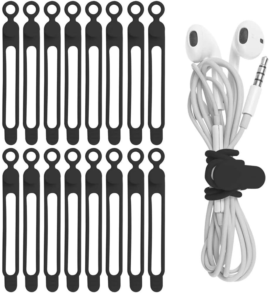 Nearockle 16Pcs Silicone Cable Straps Wire Organizer for Bundling Earphone, Phone Charger, Comput... | Amazon (US)