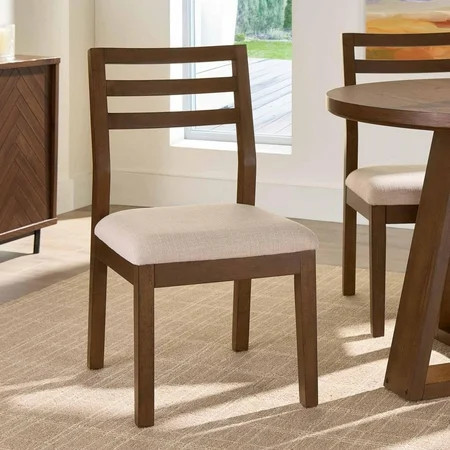 Better Homes & Gardens Ezra Dining Chair 2 Pack, Walnut and Cream Fabric Color | Walmart (US)