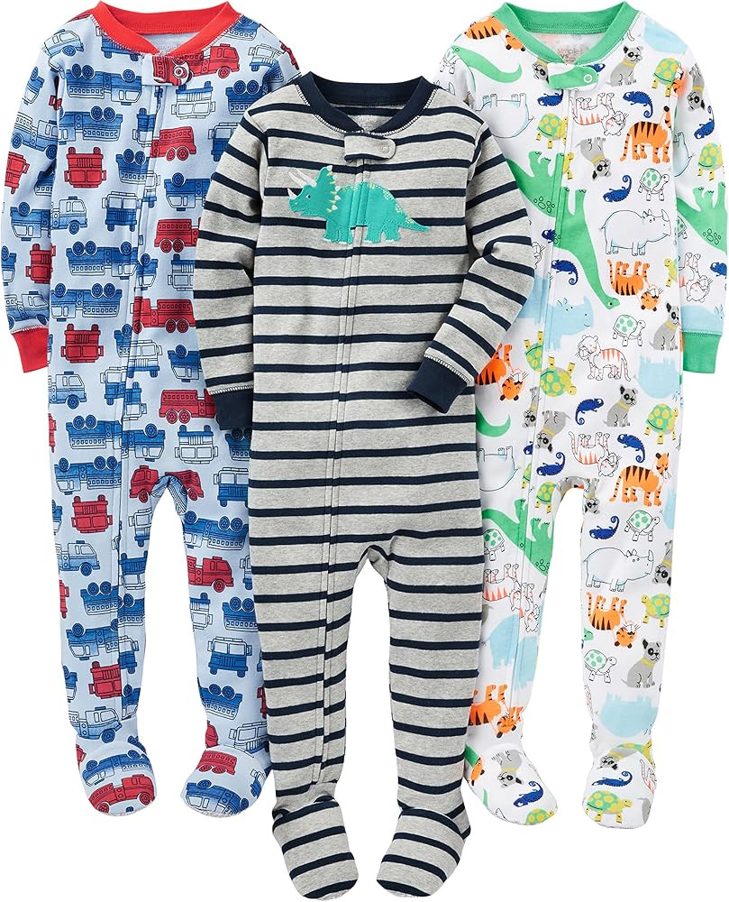 Simple Joys by Carter's Toddlers and Baby Boys' Snug-Fit Footed Cotton Pajamas, Pack of 3 | Amazon (US)