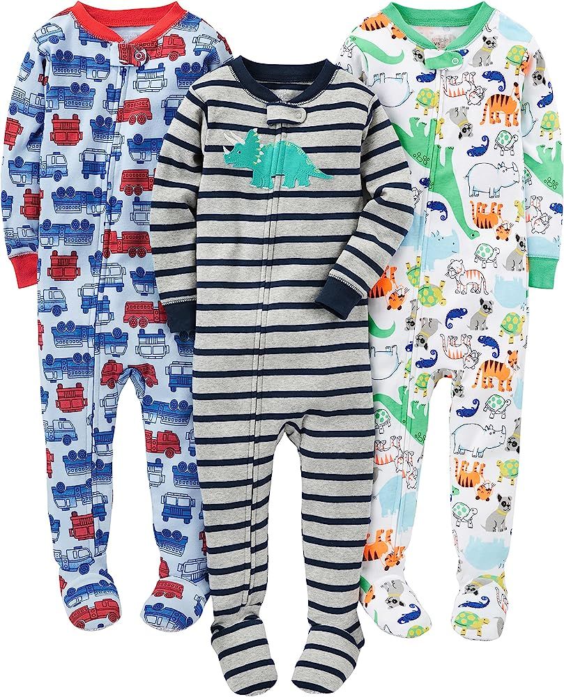 Simple Joys by Carter's Toddlers and Baby Boys' Snug-Fit Footed Cotton Pajamas, Pack of 3 | Amazon (US)