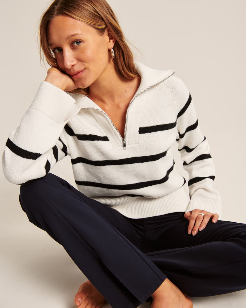 Striped Half-Zip Sweater | Abercrombie & Fitch (US)