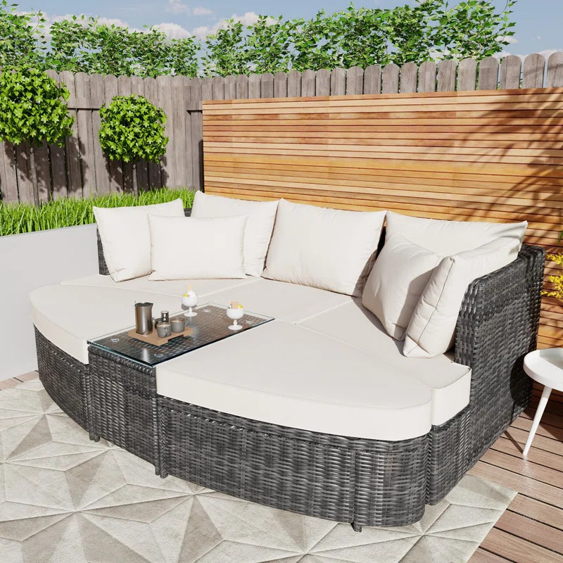 Khadiyah 87.05'' Wicker Outdoor Patio Daybed | Wayfair North America
