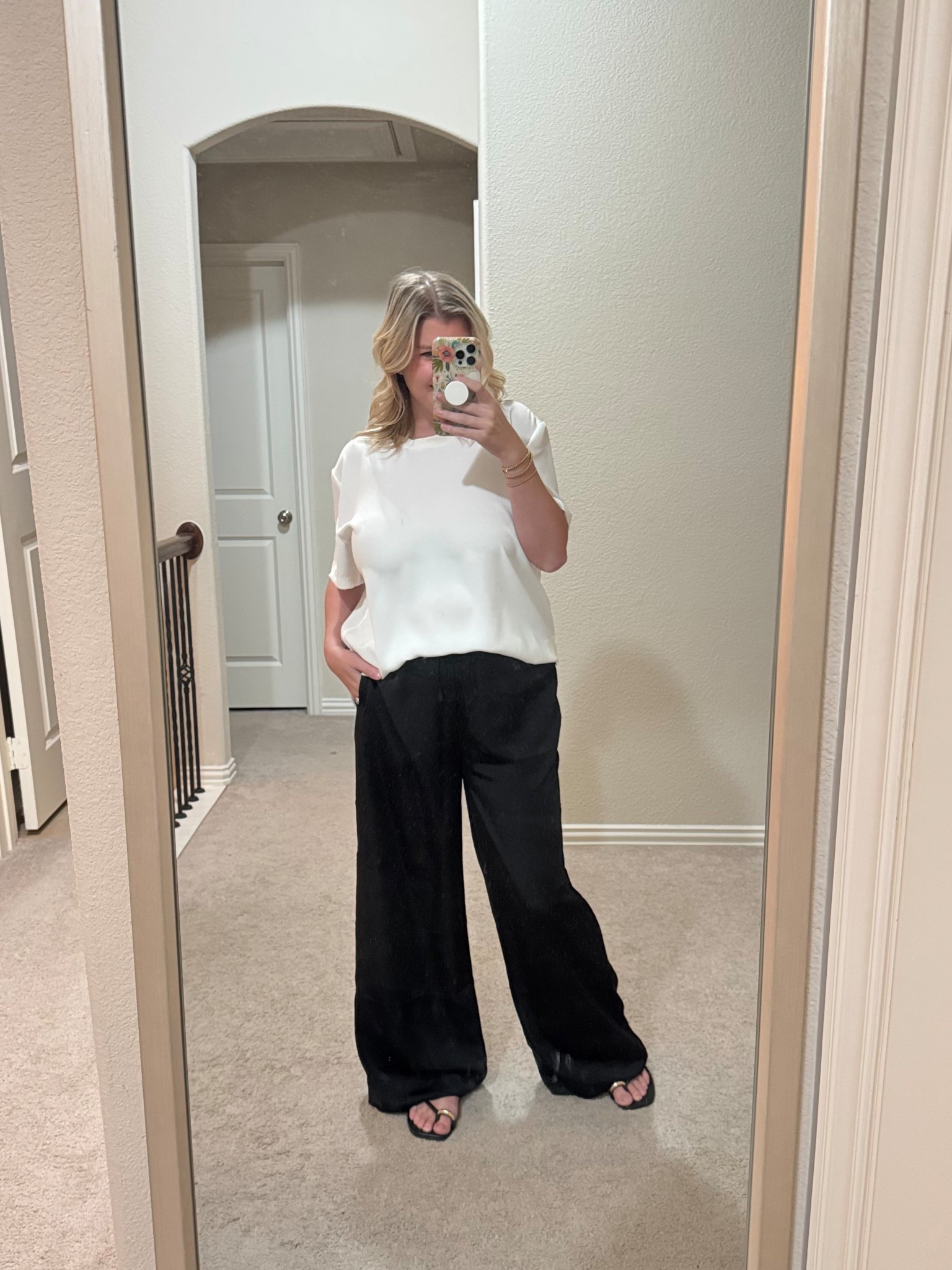 Elevated casual for dinner tonight!
Sizing:
Medium tee
Medium pants
8.5 sandals

Satin pants. dinner outfit. spring outfit  

#LTKmomlife #LTKootd