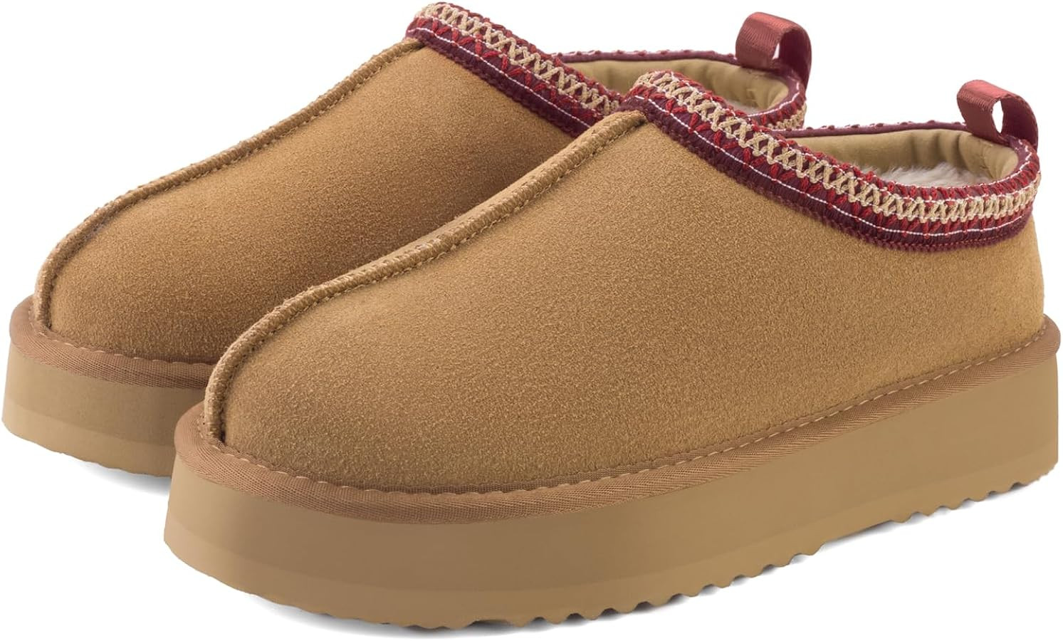 PODALK Slippers for Women Indoor/Outdoor Fur Fluffy Suede Leather Snow Boots Mules | Amazon (US)