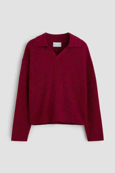 H & M - Rib-Knit Polo Sweater - Pink | H&M (US + CA)