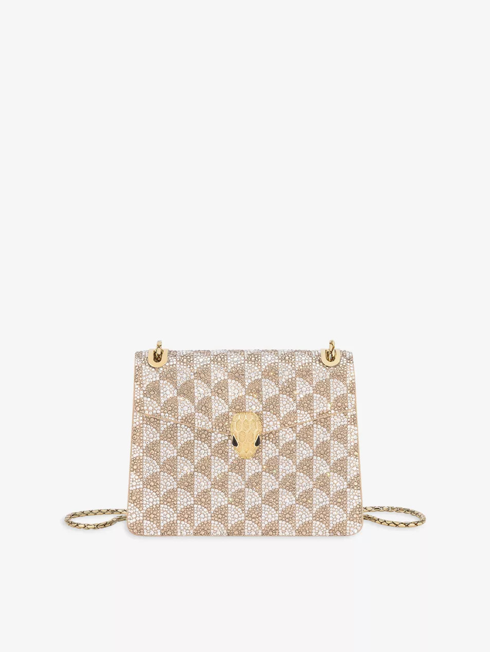 Serpenti Forever Day-to-Night Small Calla Crystal And Suede Shoulder Bag | Selfridges