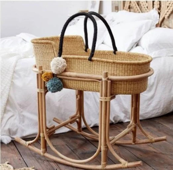 Baby Moses Basket With Pad Woven Baby Bedbaby Giftbaby - Etsy | Etsy (US)