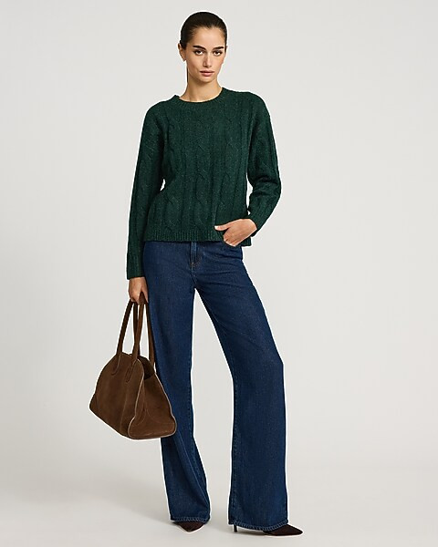 Cable Knit Crew Neck Sweater | Express