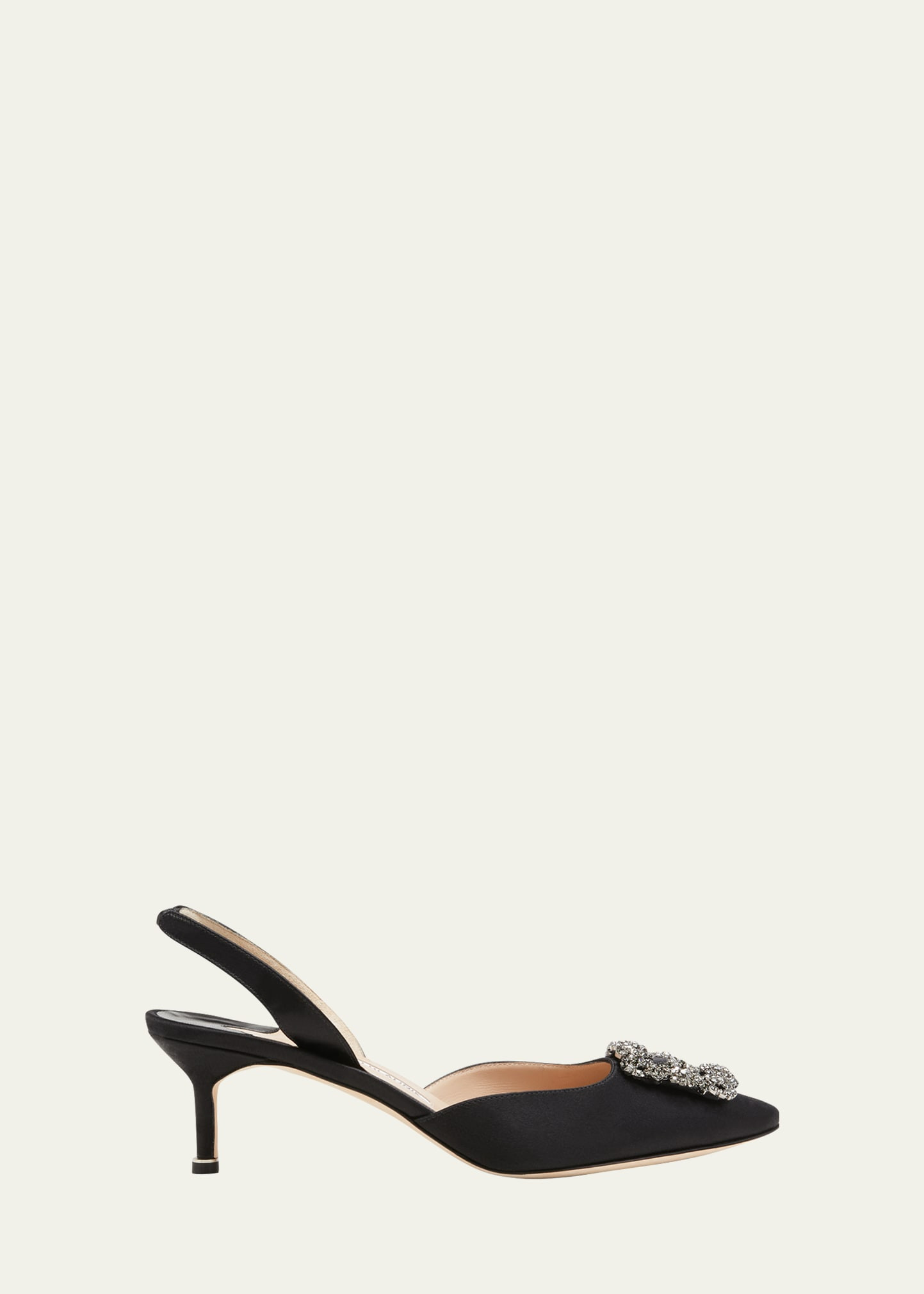 Manolo Blahnik Hangisi Kitten-Heel Satin Slingback Pumps | Bergdorf Goodman