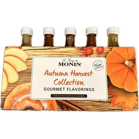 Monin - Autumn Harvest Collection, Great for Coffee, Tea, and Lattes, Non-GMO, Gluten-Free (Pumpkin Pie, Cinnamon Bun, Caramel Apple Butter, Cranberry, Brown Butter Toffee) | 50 ml Per Bottle | Walmart (US)