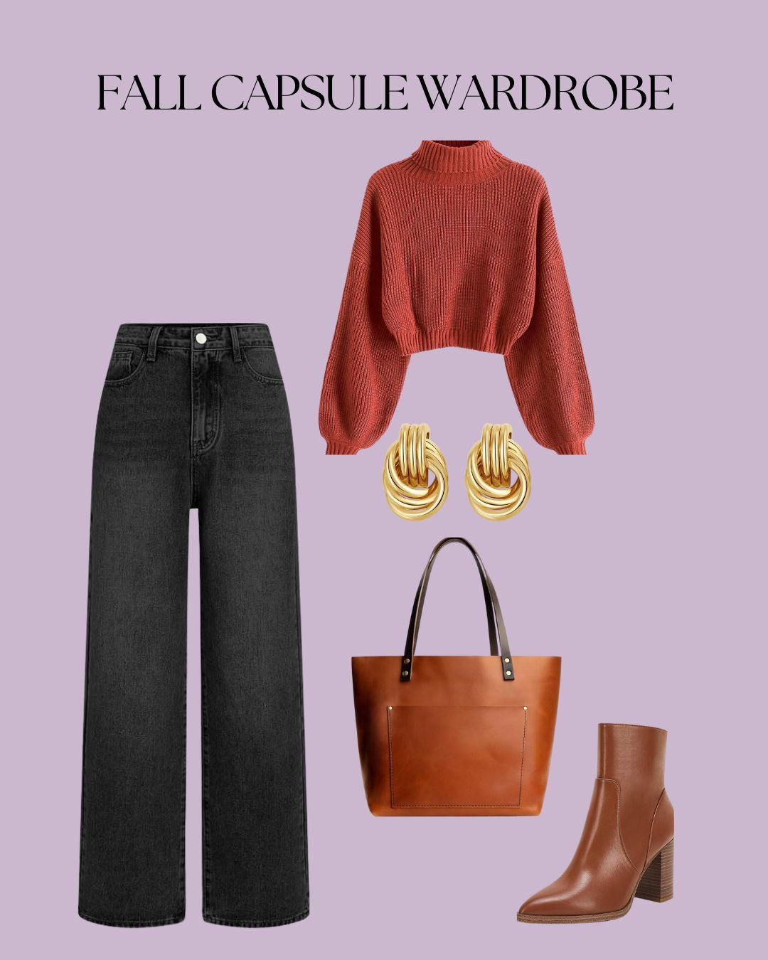 Wearing my current fave combo: this chestnut red cropped turtleneck from ZAFUL, paired with CIDER wide-leg black jeans for a laid-back but put-together feel. Styled it with a classic brown Portland Leather purse, LAICIGO pointed-toe ankle boots, and gold knot earrings to finish the look. Cozy, chic, and totally wearable all season long! 

 #LTKSeasonal #LTKFindsUnder100 #LTKStyleTip