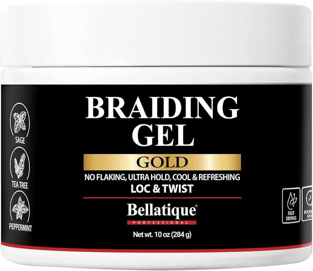 GOLD Braiding Gel Maximum Hold for LOC & Twist - No Flaking, No Whitening, Fast Drying, High Shin... | Amazon (US)