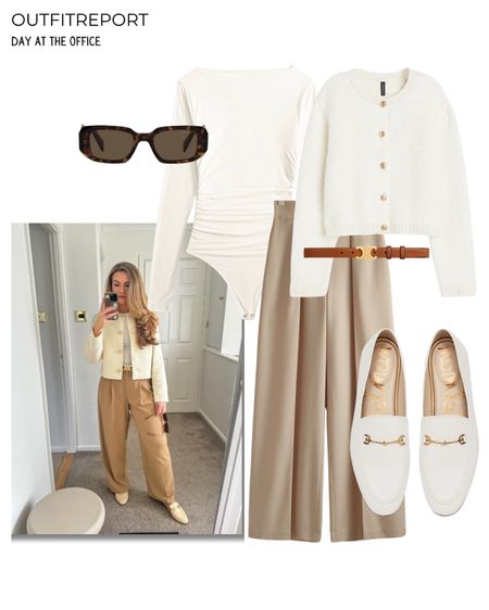 Office workwear outfit loafers camel trousers and cardigan  

#LTKstyletip #LTKshoecrush #LTKworkwear