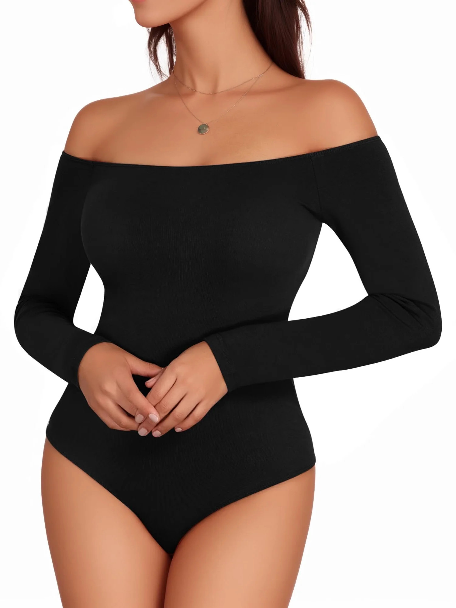 MOYIKO Off the Shoulder Tops for Women Long Sleeve Body Suits for Womens,Size S-XXL | Walmart (US)