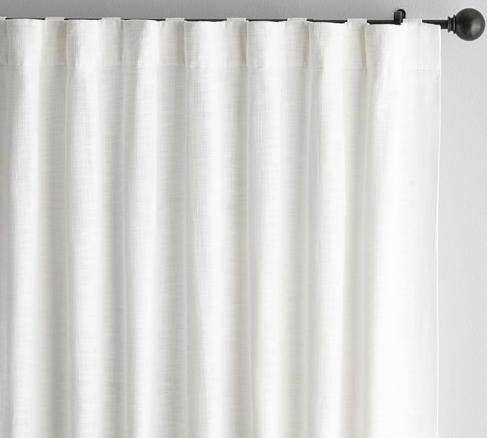 Seaton Textured Cotton Rod Pocket Curtain - White | Pottery Barn (US)