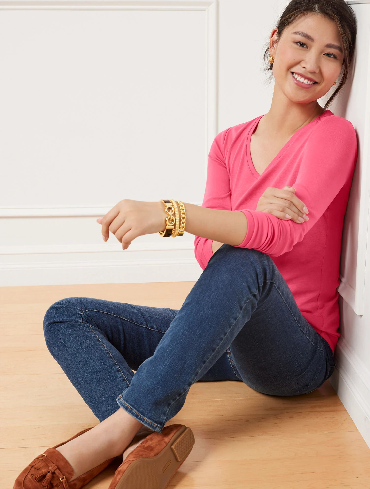 Pima V-Neck Tee | Talbots