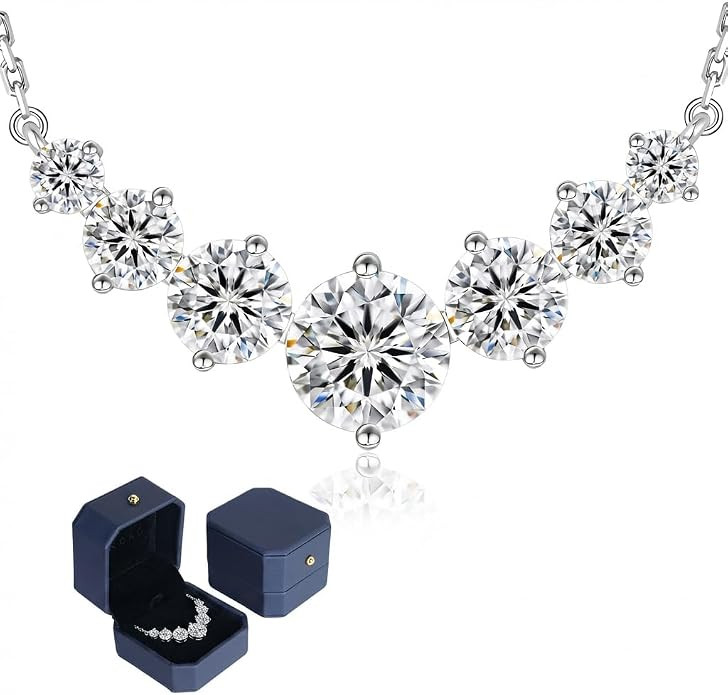 KRKC Moissanite Necklace for Women, 1.7-5 CTW 7-Stones Pendant Necklace Hidden 'I LOVE YOU', D Co... | Amazon (US)