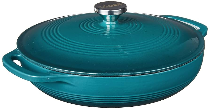 Lodge 3.6 Quart Enameled Cast Iron Covered Casserole with Lid – Dual Handles – Oven Safe up t... | Amazon (US)