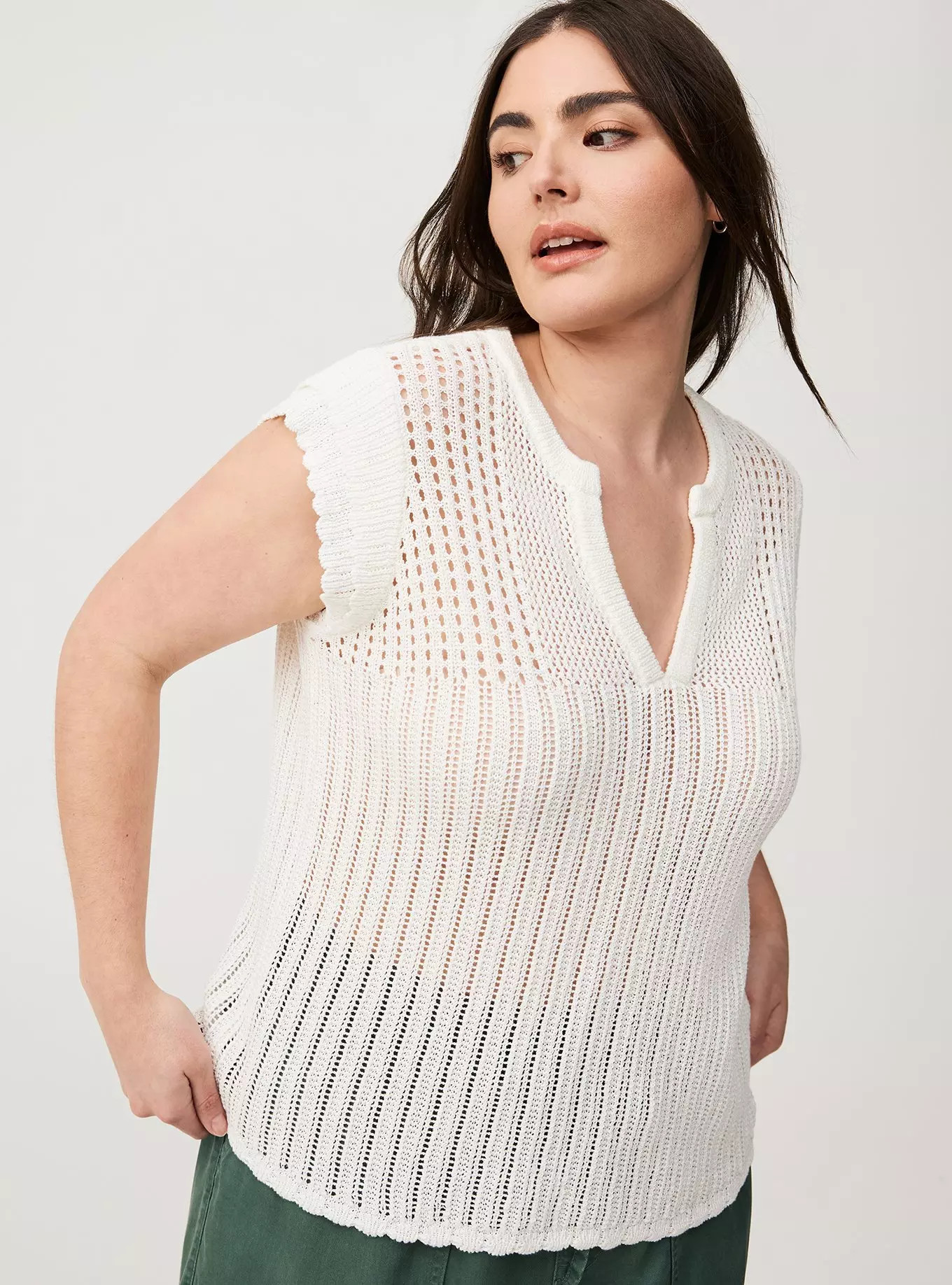 Pointelle V-Neck Pullover | Torrid (US & Canada)