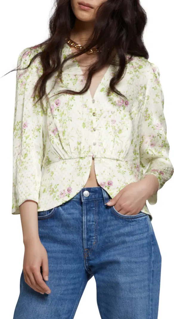 & Other Stories Print V-Neck Blouse | Nordstrom | Nordstrom