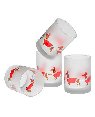 Culver Santa Dachshunds DOF Glass 14-Ounce Set of 4 - Macy's | Macy's