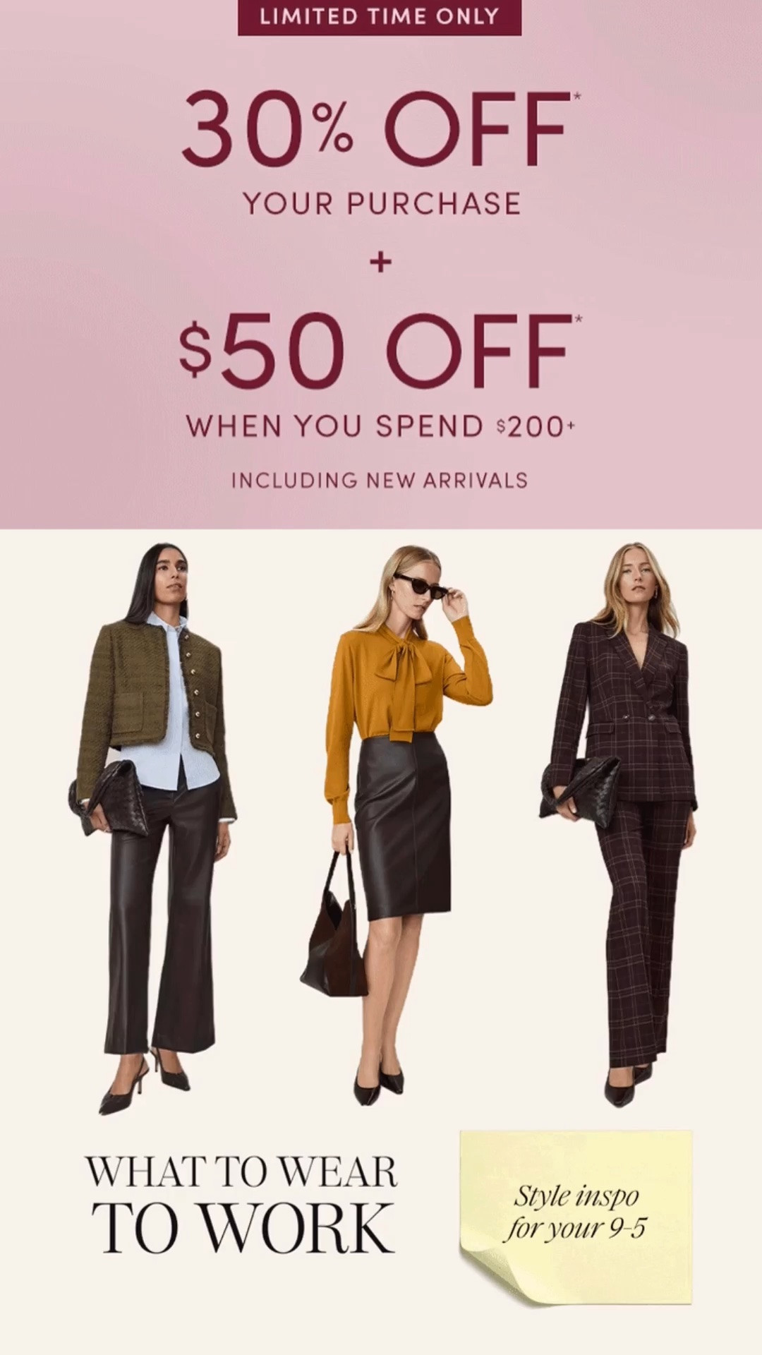 Time to refresh your WorkWear at 30% OFF + an additional $50 OFF $200 ‼️ Now at ANN TAYLOR ‼️ Click any photo below to shop the Sale!! I already bought a Blazer, Vest and Sweater!!
They sell Petite Sizes and at 5’3 their Pants fit me perfectly!!!

#LTKSaleAlert #LTKPetite #LTKWorkwear

https://liketk.it/6mv3N