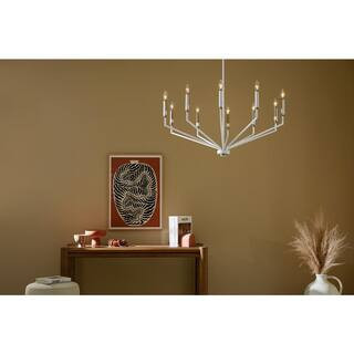 Armand 38.25 in. 10-Light White with Bronze Accent Contemporary Candle Circle Chandelier for Dining Room | The Home Depot
