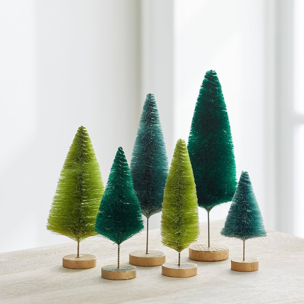 Bottle Brush Trees set of 6 hand-dyed, colorful rainbow, happy colors, unique winter decor, for o... | Amazon (US)