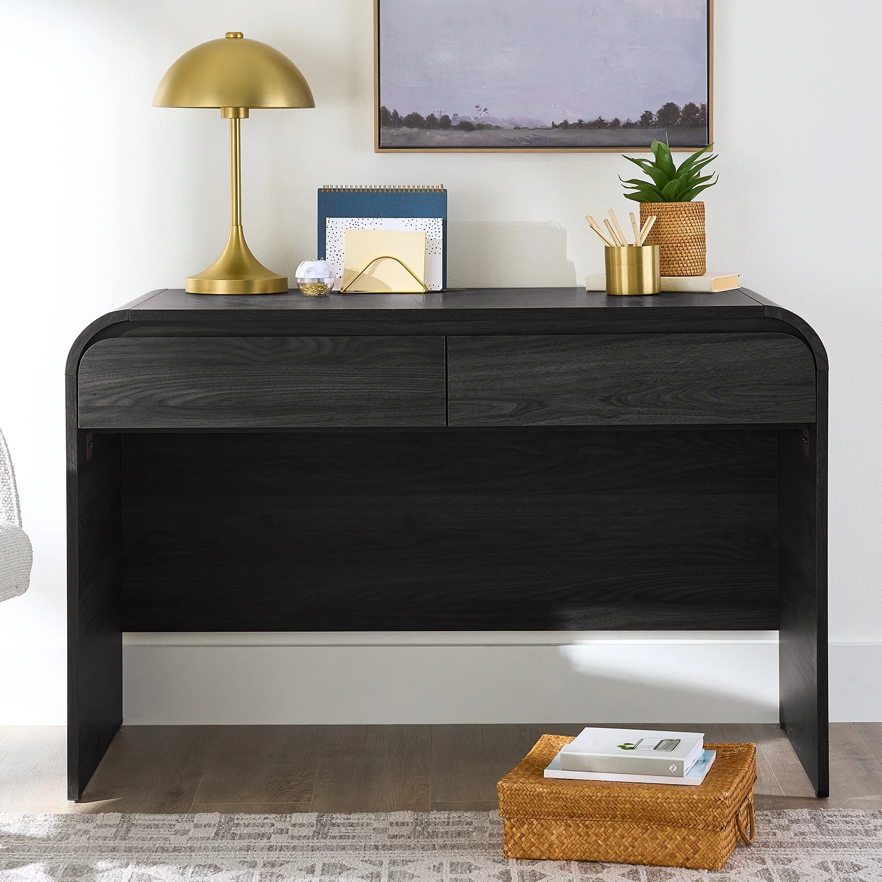 Better Homes & Gardens Rounded Arc Desk for Home Office, Black Finish - Walmart.com | Walmart (US)