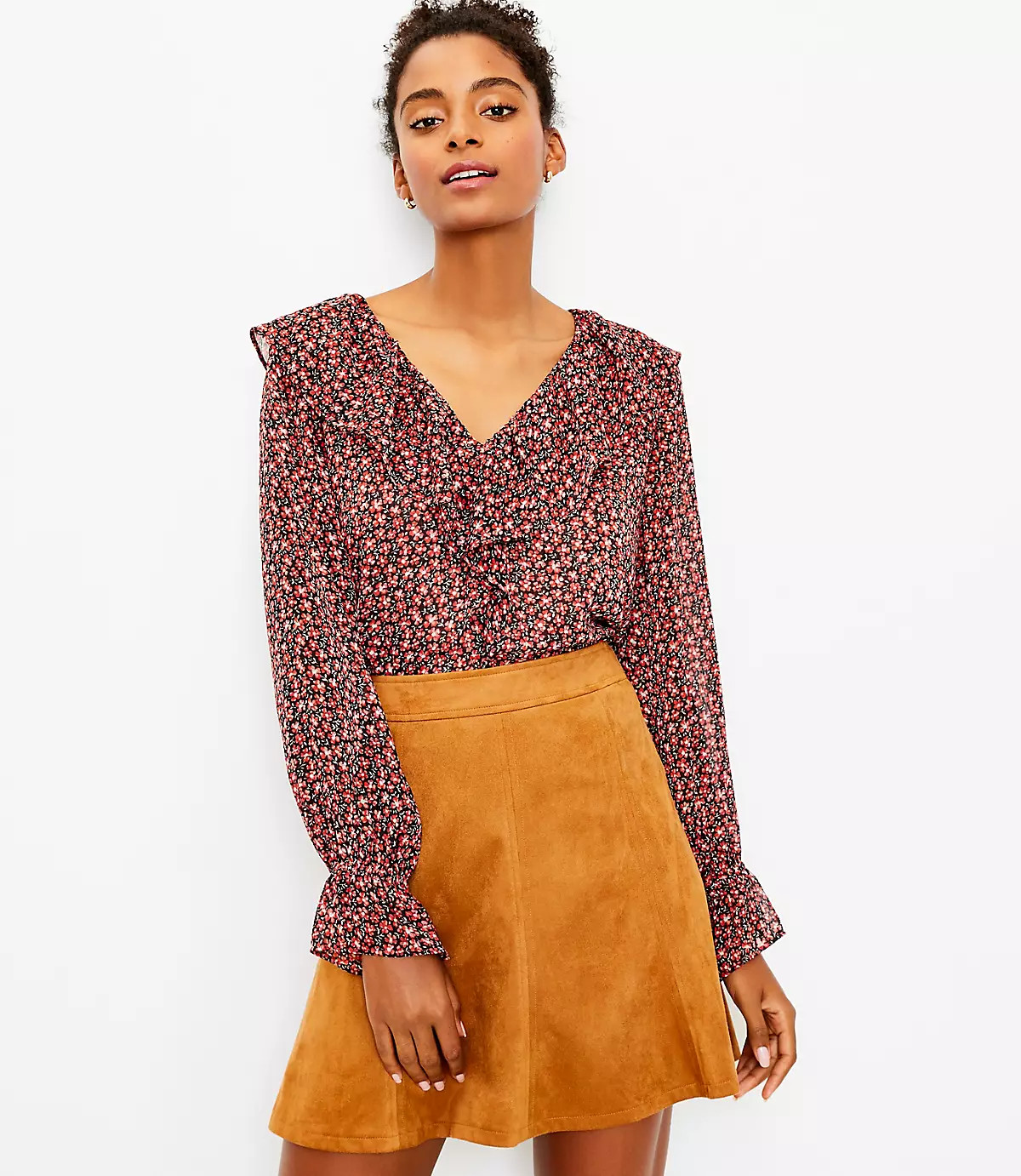 Faux Suede Seamed Skirt | LOFT